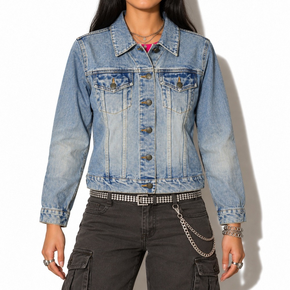 Northern Reflections Denim Jacket Womens L Blue Stonewash Cotton Vintage Y2K 90s
